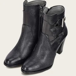 Women Cuadra Ankle Boots & Booties-Genuine Deer Black Leather Bootie