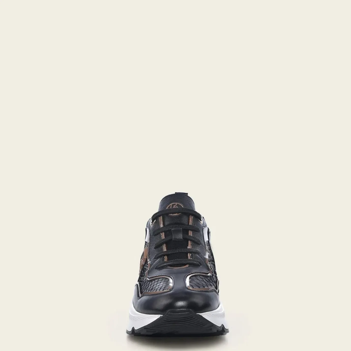 Women Cuadra Sneakers-Genuine Python Black Leather Sneakers With Weightless Sole