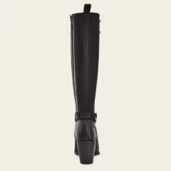 Women Cuadra Tall & Knee-High Boots-Genuine Python Black Leather Tall Boot
