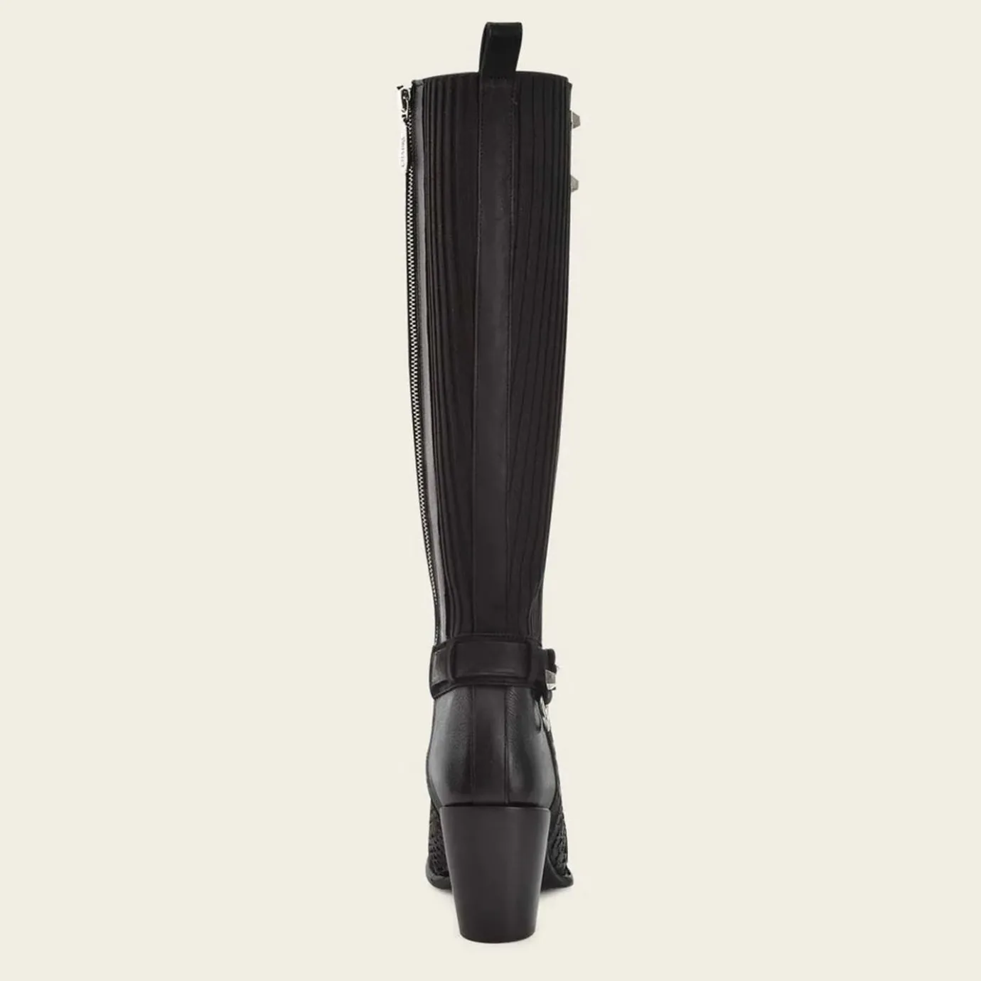 Women Cuadra Tall & Knee-High Boots-Genuine Python Black Leather Tall Boot