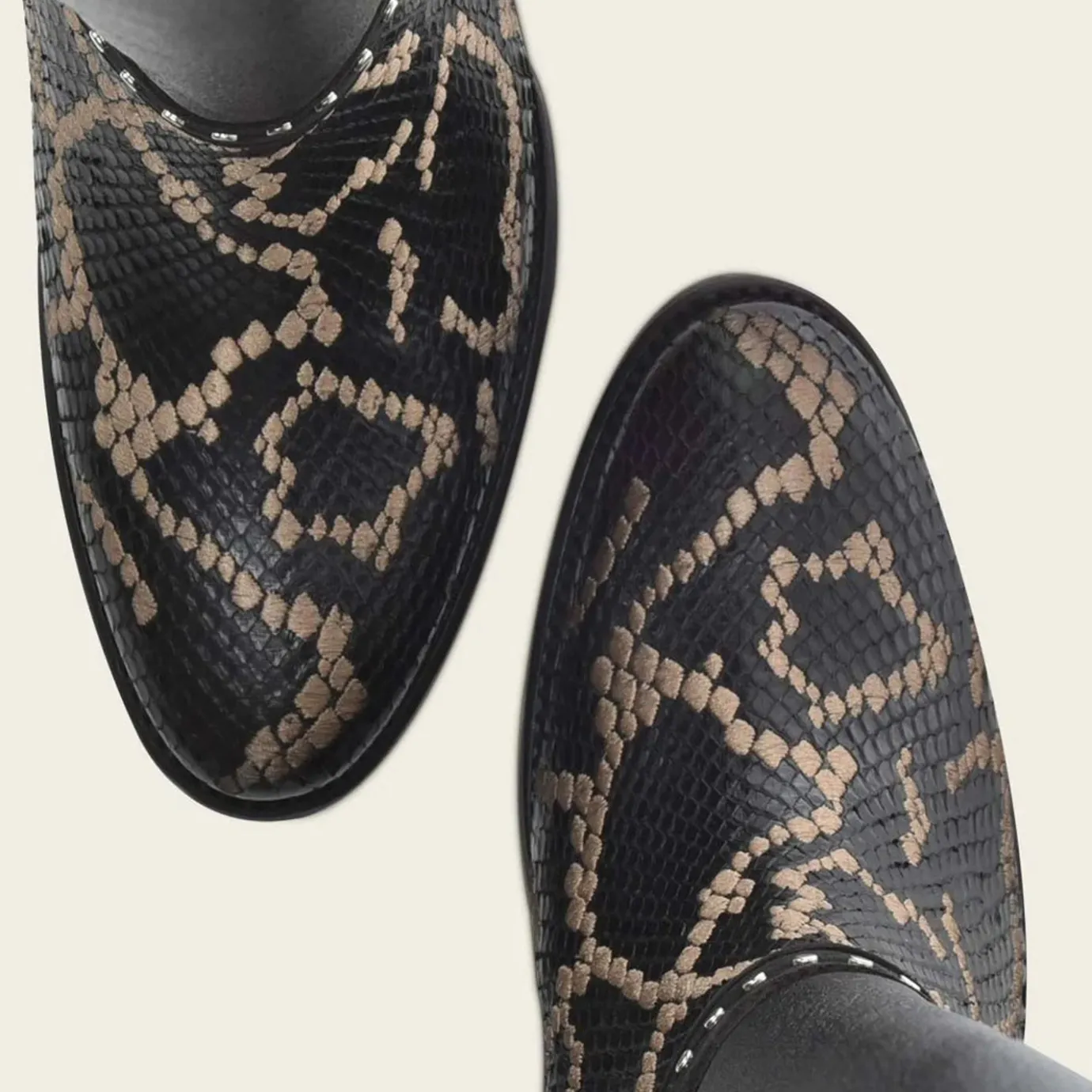 Women Cuadra Tall & Knee-High Boots-Genuine Python Black Leather Tall Boot