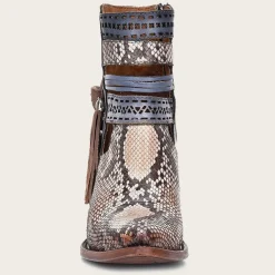 Women Cuadra Ankle Boots & Booties-Genuine Python Blue Leather Bootie