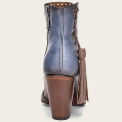 Women Cuadra Ankle Boots & Booties-Genuine Python Blue Leather Bootie