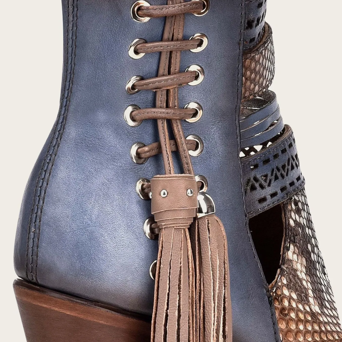 Women Cuadra Ankle Boots & Booties-Genuine Python Blue Leather Bootie