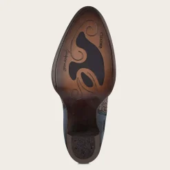 Women Cuadra Ankle Boots & Booties-Genuine Python Blue Leather Bootie