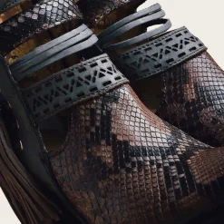 Women Cuadra Ankle Boots & Booties-Genuine Python Blue Leather Bootie