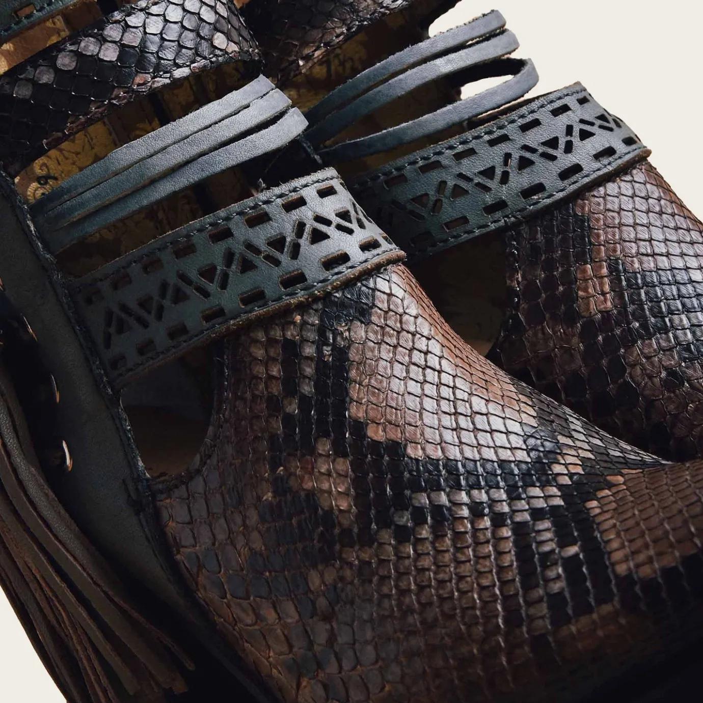 Women Cuadra Ankle Boots & Booties-Genuine Python Blue Leather Bootie