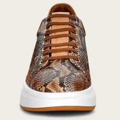 Women Cuadra Sneakers-Genuine Python Brown Leather Sneakers