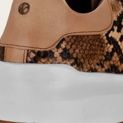 Women Cuadra Sneakers-Genuine Python Brown Leather Sneakers