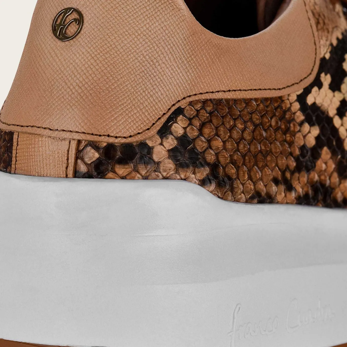 Women Cuadra Sneakers-Genuine Python Brown Leather Sneakers