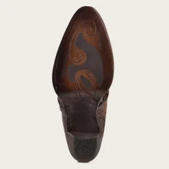 Women Cuadra Tall & Knee-High Boots-Genuine Python Brown Leather Boot With Laser Engraved Details