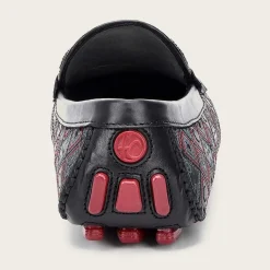 Men Cuadra Loafers & Driving Shoes-Genuine Stingray Embroidered Black Leather Driver