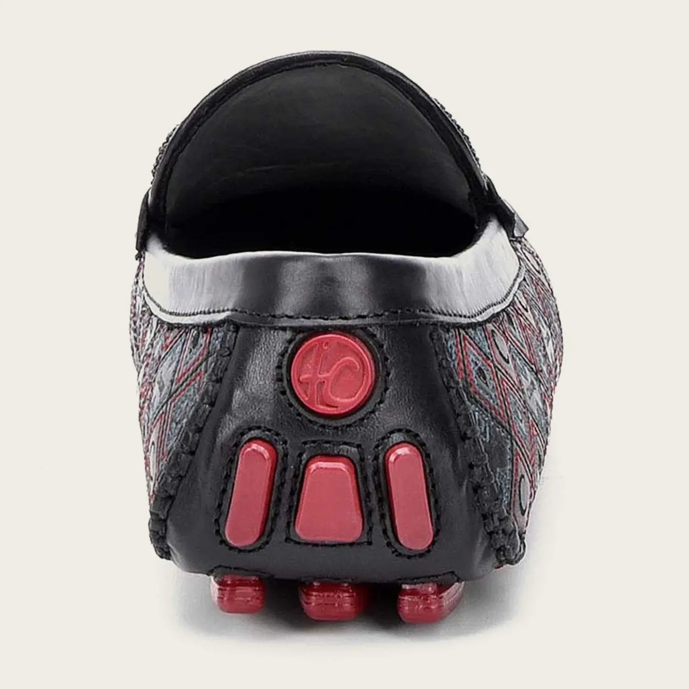 Men Cuadra Loafers & Driving Shoes-Genuine Stingray Embroidered Black Leather Driver