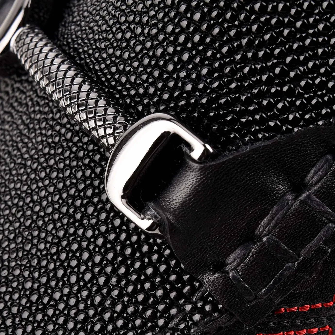 Men Cuadra Loafers & Driving Shoes-Genuine Stingray Embroidered Black Leather Driver