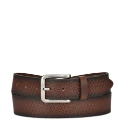 Men Cuadra Belts-Geometrical Engraved Casual Brown Leather Belt