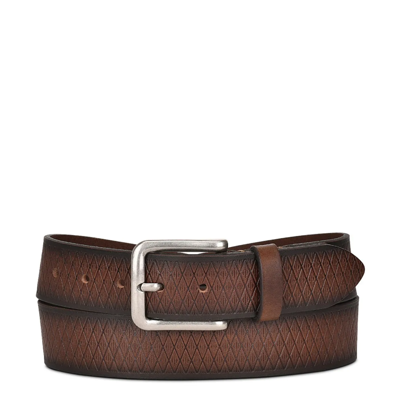 Men Cuadra Belts-Geometrical Engraved Casual Brown Leather Belt