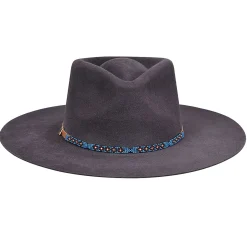 Women Cuadra Hats-Grey Fur Hat With Beaded Headband