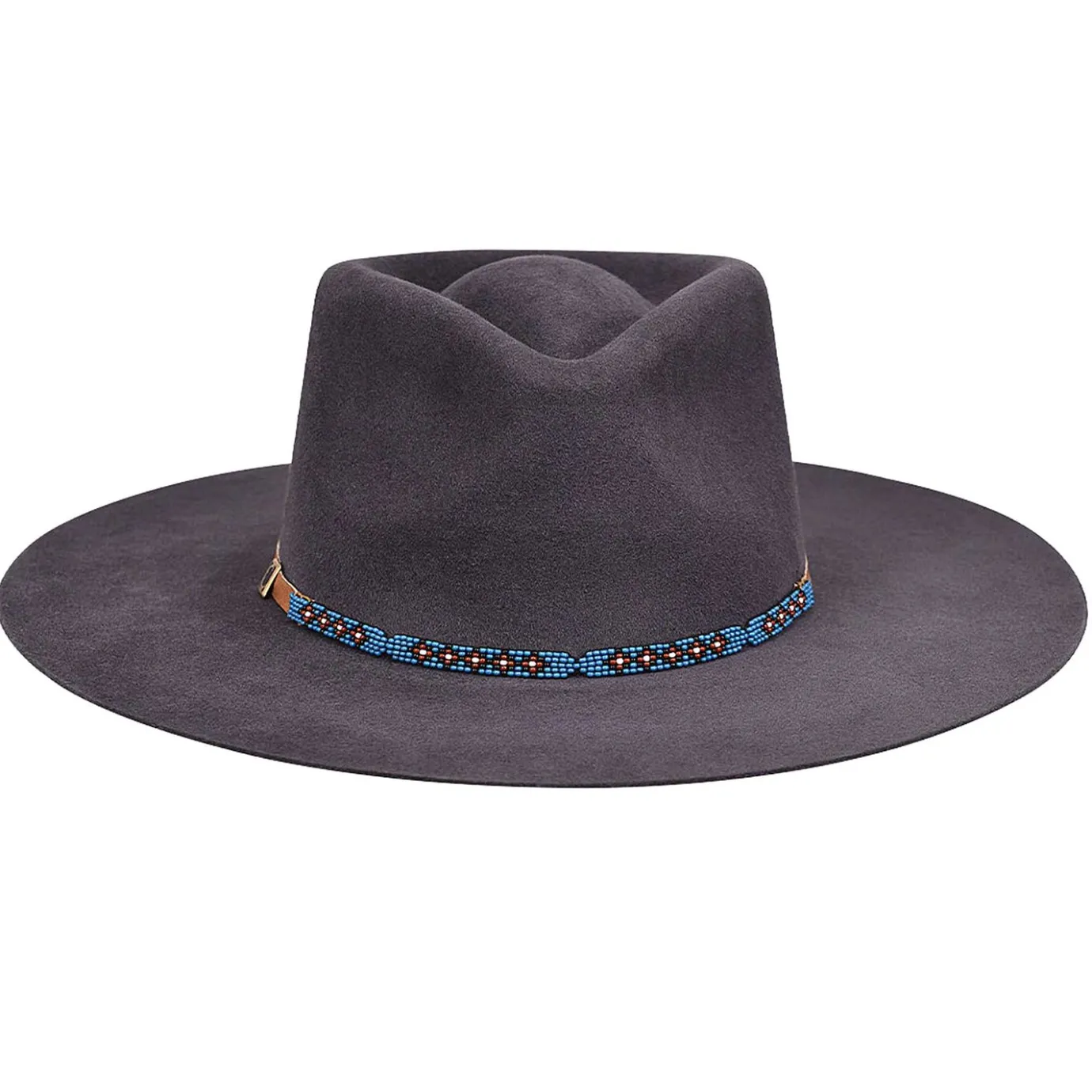 Women Cuadra Hats-Grey Fur Hat With Beaded Headband