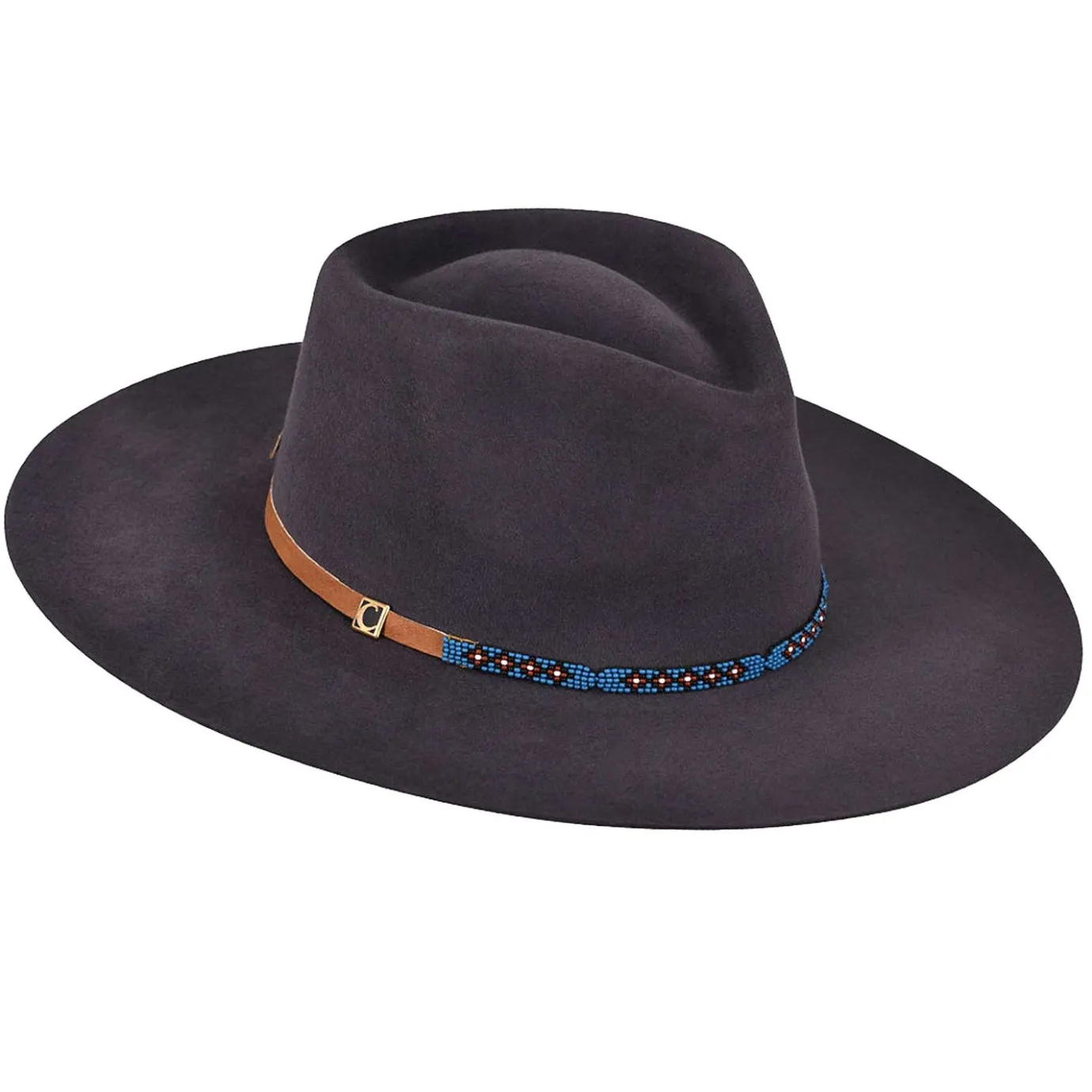 Women Cuadra Hats-Grey Fur Hat With Beaded Headband