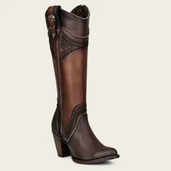 Women Cuadra Tall & Knee-High Boots-Hand Painted Embroidered Honey Leather Boot