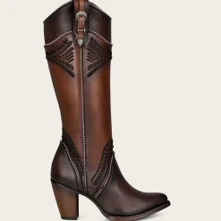 Women Cuadra Tall & Knee-High Boots-Hand Painted Embroidered Honey Leather Boot