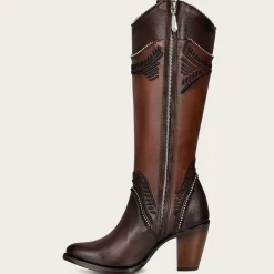 Women Cuadra Tall & Knee-High Boots-Hand Painted Embroidered Honey Leather Boot