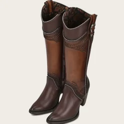Women Cuadra Tall & Knee-High Boots-Hand Painted Embroidered Honey Leather Boot