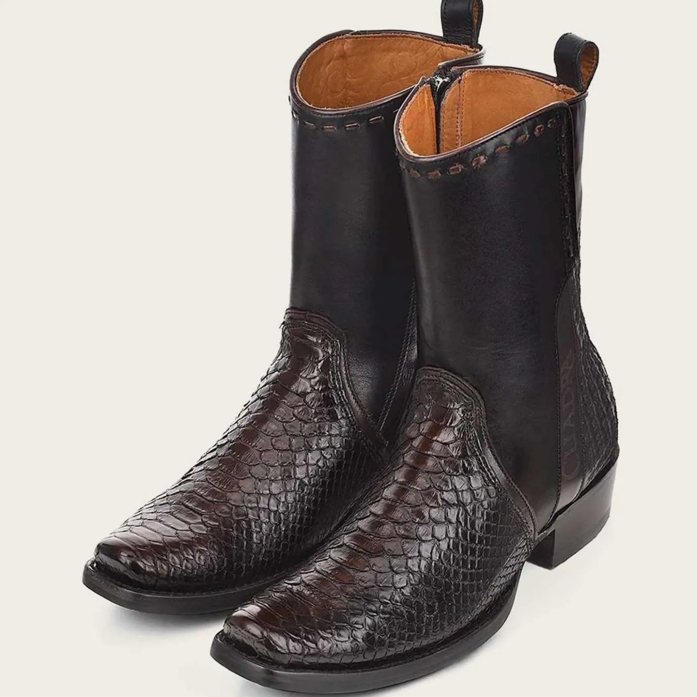 Men Cuadra Urban & Casual Boots-Handcrafted Brown Python Leather Men'S Boots
