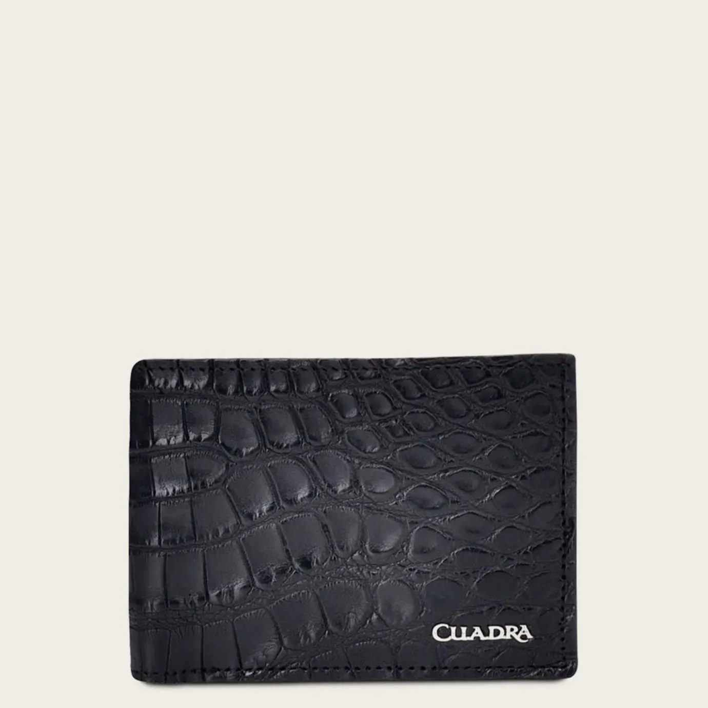 Men Cuadra Wallets-Handmade Black Bifold Exotic Leather Wallet