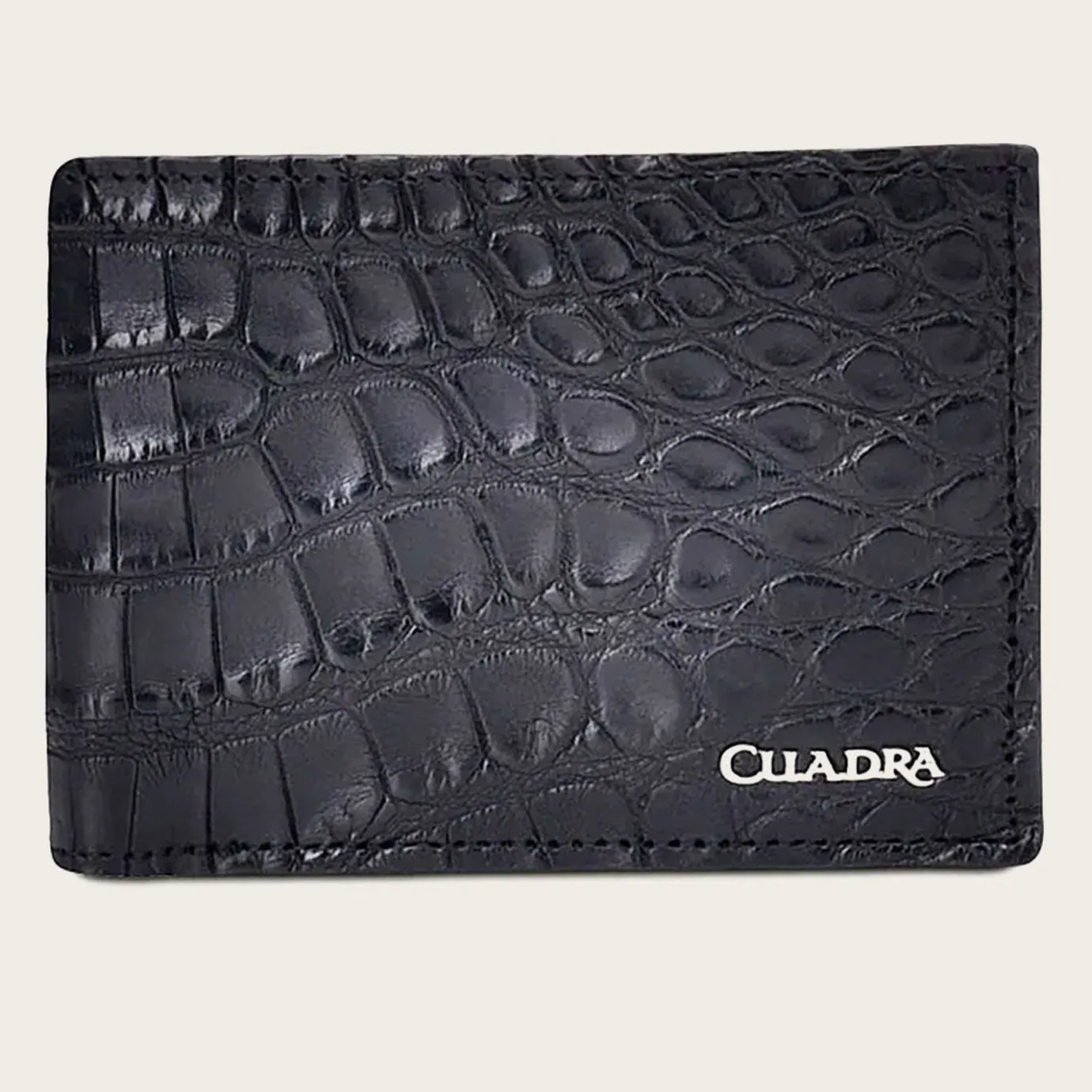 Men Cuadra Wallets-Handmade Black Bifold Exotic Leather Wallet