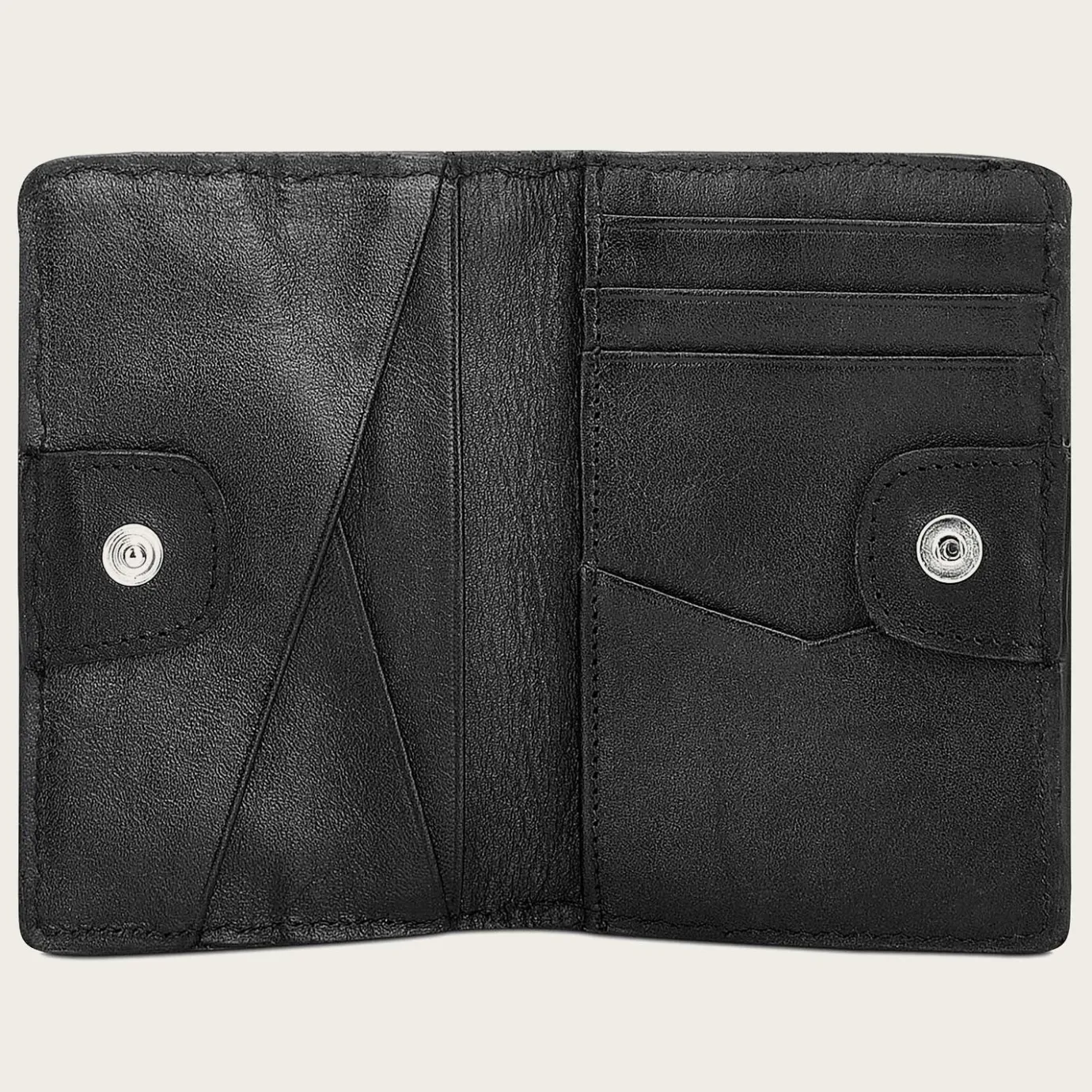 Men Cuadra Wallets-Handmade Black Bifold Leather Cardholder