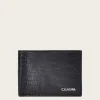 Men Cuadra Wallets-Handmade Black Exotic Bifold Leather Wallet