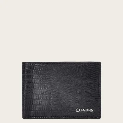 Men Cuadra Wallets-Handmade Black Exotic Bifold Leather Wallet