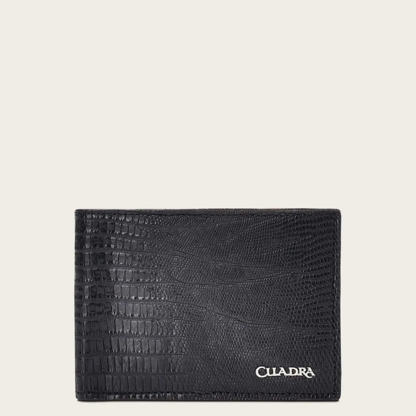 Men Cuadra Wallets-Handmade Black Exotic Bifold Leather Wallet