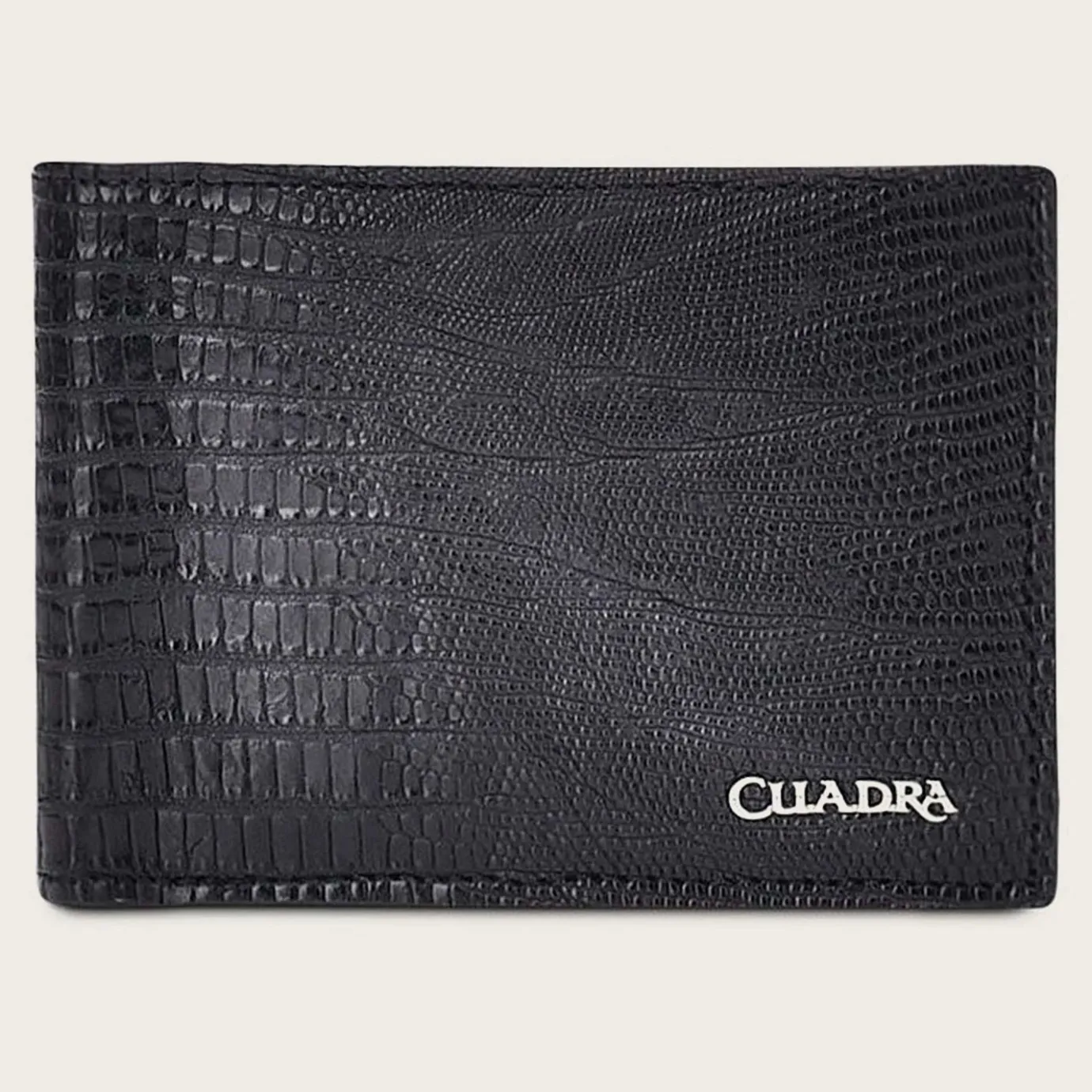 Men Cuadra Wallets-Handmade Black Exotic Bifold Leather Wallet