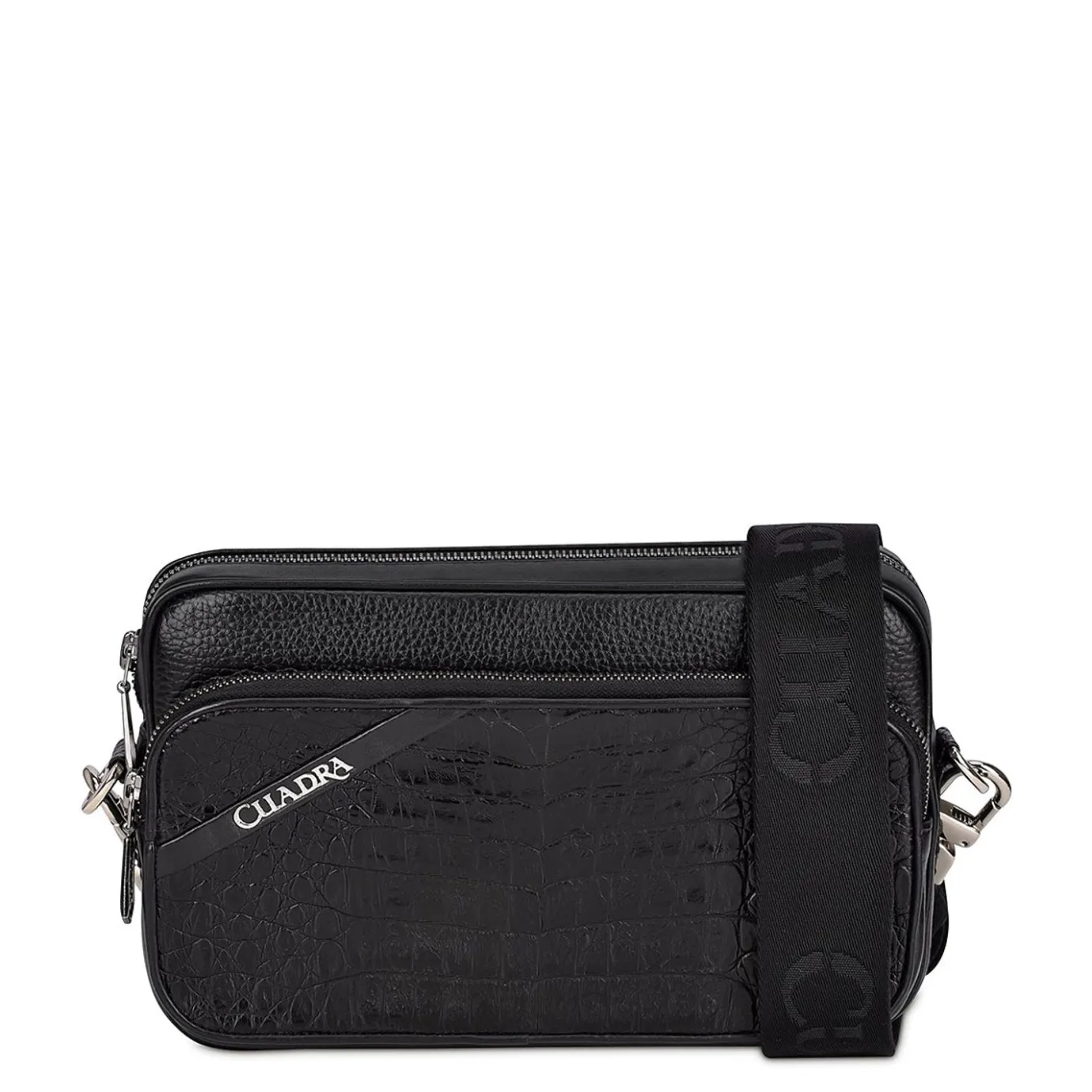 Men Cuadra Handbags-Handmade Black Exotic Leather Shoulder Bag