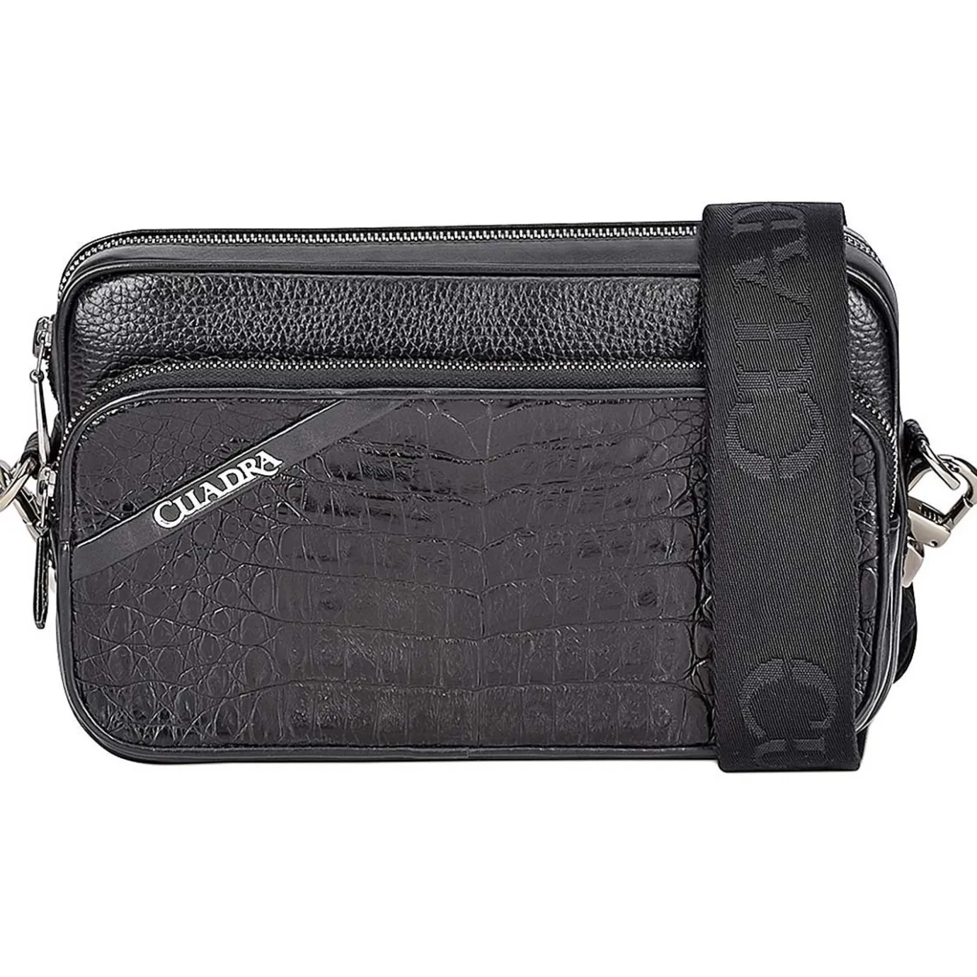 Men Cuadra Handbags-Handmade Black Exotic Leather Shoulder Bag