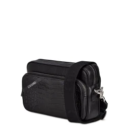 Men Cuadra Handbags-Handmade Black Exotic Leather Shoulder Bag