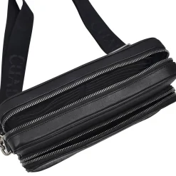 Men Cuadra Handbags-Handmade Black Exotic Leather Shoulder Bag