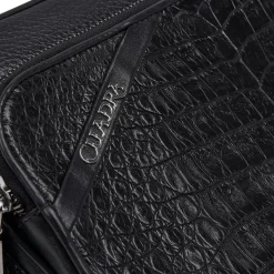 Men Cuadra Handbags-Handmade Black Exotic Leather Shoulder Bag