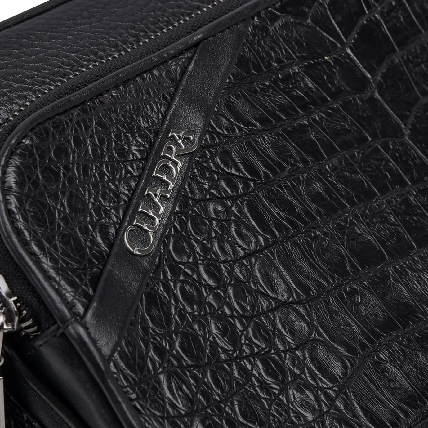 Men Cuadra Handbags-Handmade Black Exotic Leather Shoulder Bag