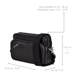 Men Cuadra Handbags-Handmade Black Exotic Leather Shoulder Bag