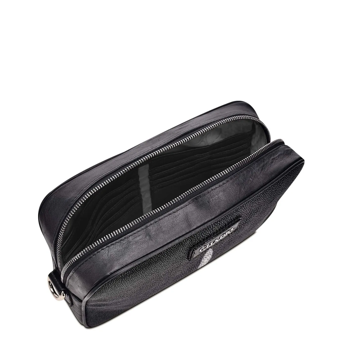 Men Cuadra Handbags-Handmade Black Leather Document Bag