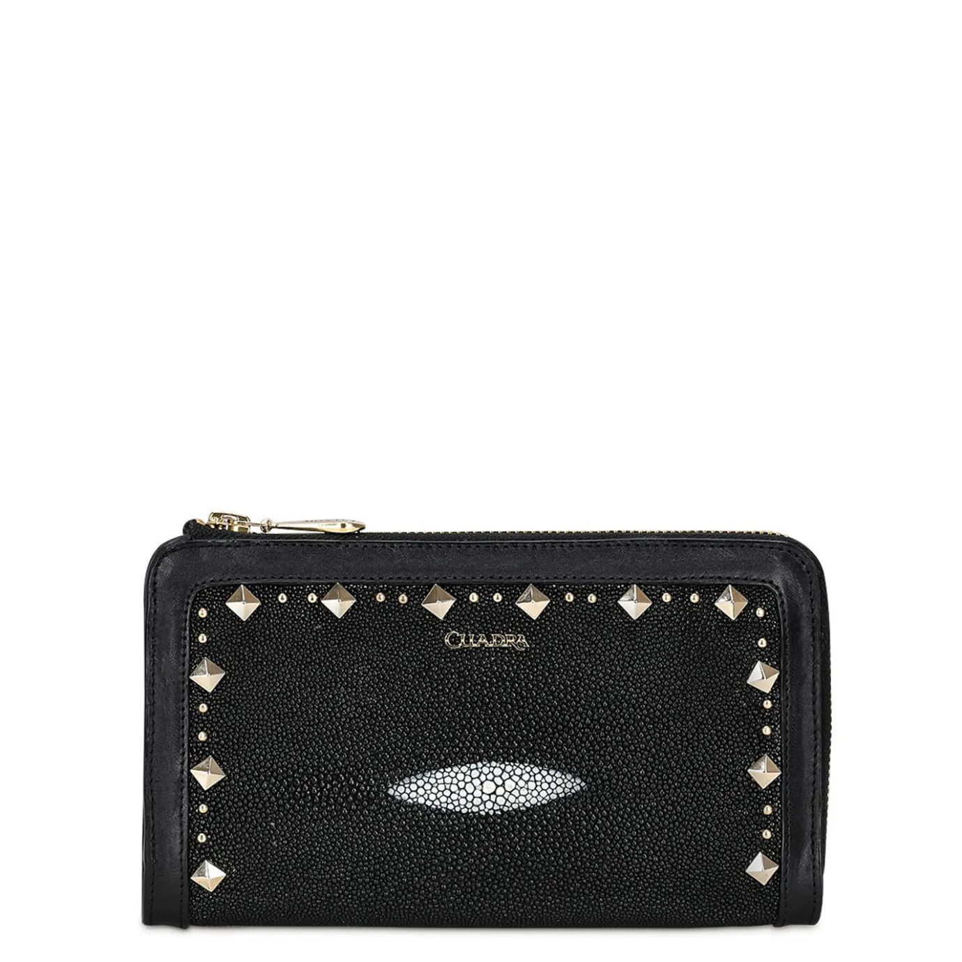 Women Cuadra Wallets-Handmade Black Stingray Leather Bifold Wallet