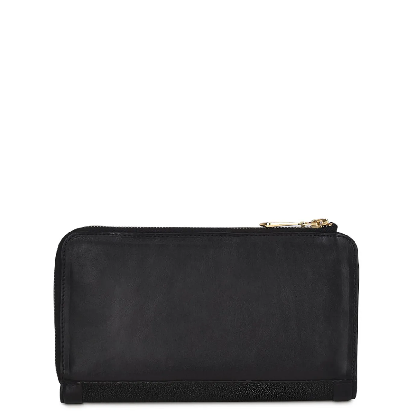 Women Cuadra Wallets-Handmade Black Stingray Leather Bifold Wallet