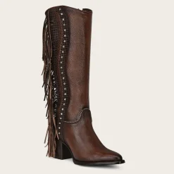 Women Cuadra Western Boots-Handmade Braiding Brown Leather Boot