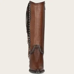 Women Cuadra Western Boots-Handmade Braiding Brown Leather Boot