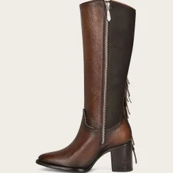 Women Cuadra Western Boots-Handmade Braiding Brown Leather Boot