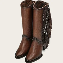 Women Cuadra Western Boots-Handmade Braiding Brown Leather Boot