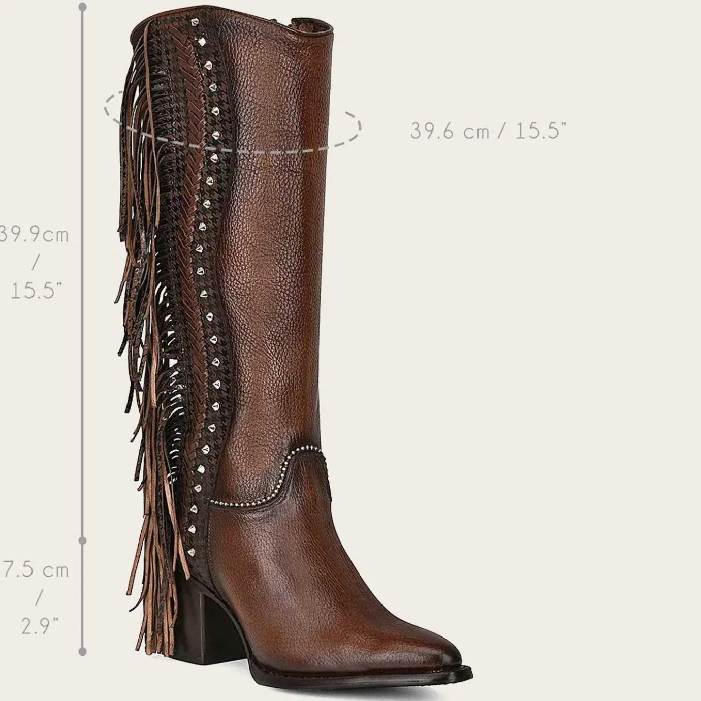 Women Cuadra Western Boots-Handmade Braiding Brown Leather Boot